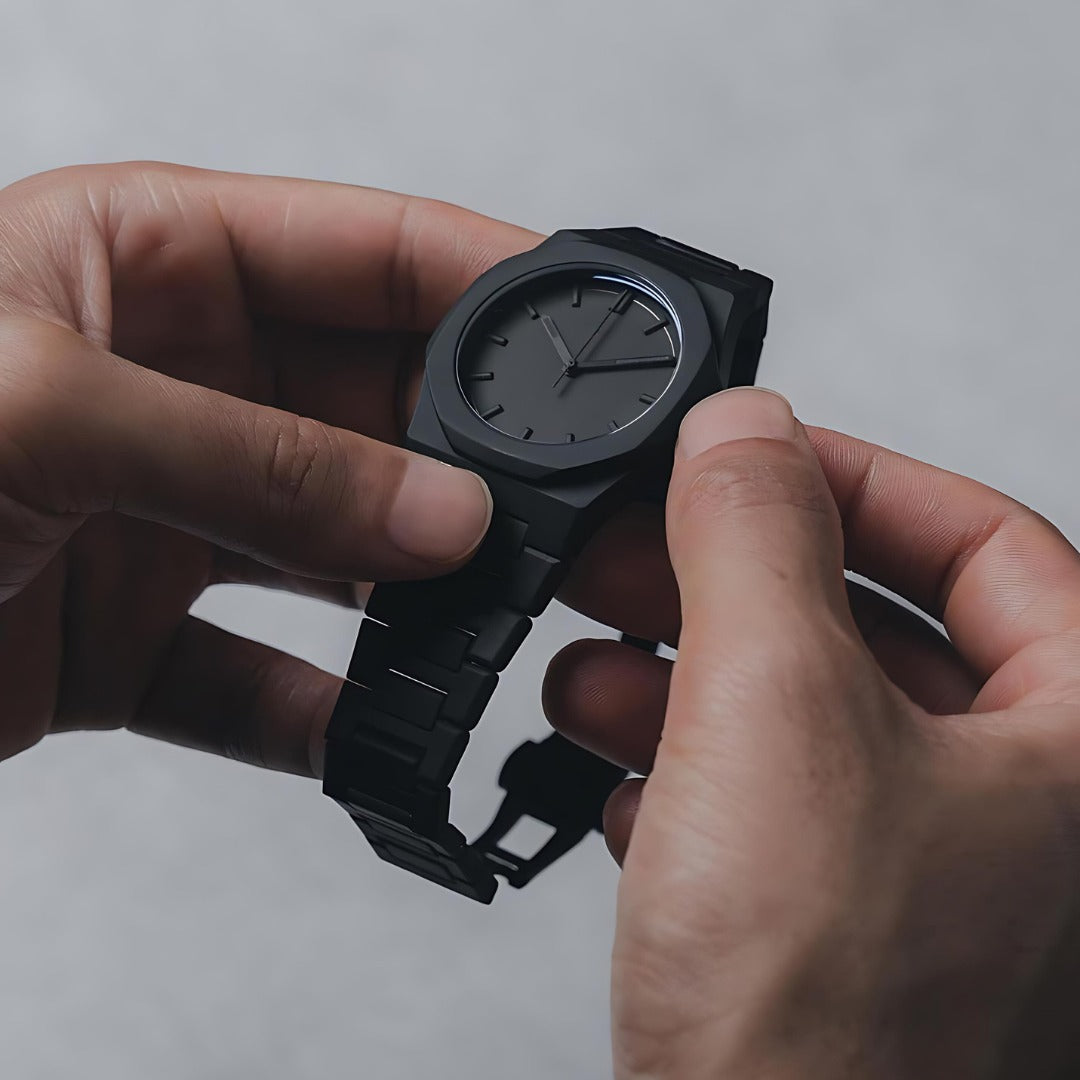 Minimalistische Herrenuhr – Stahl & Leder