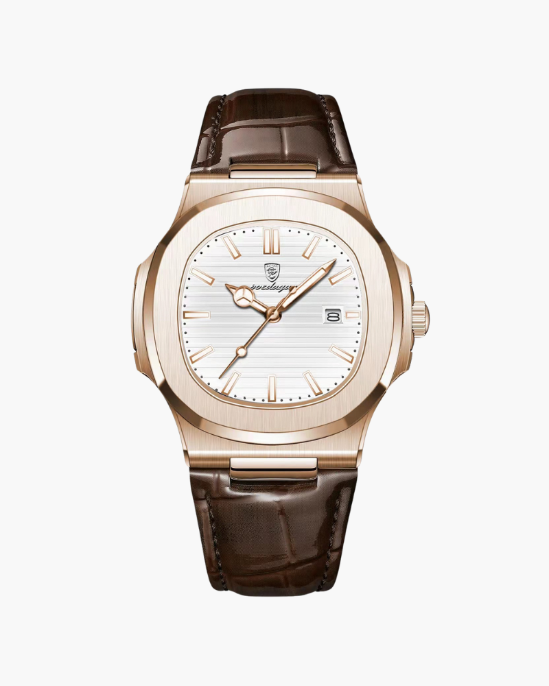 Lederarmbanduhr – Klassisches Schwarz