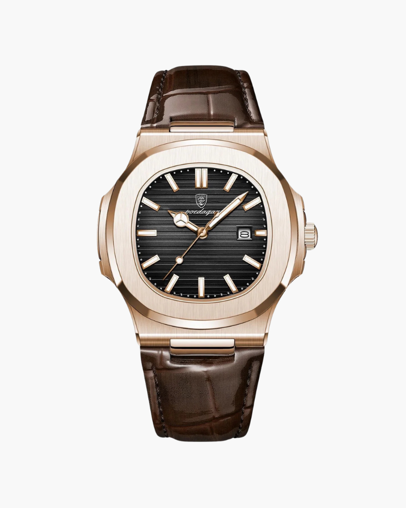 Lederarmbanduhr – Klassisches Schwarz